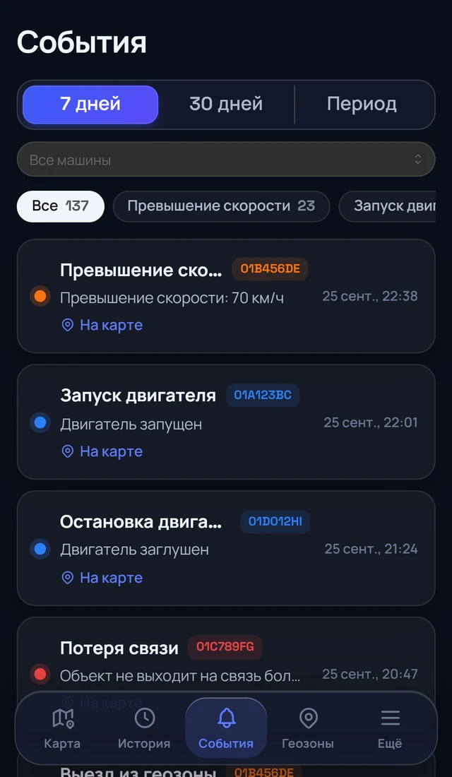 Лента событий на телефоне